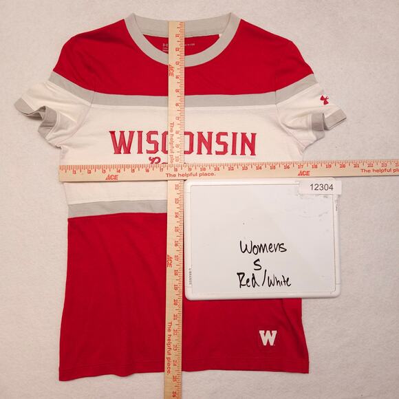 Under Armour Wisconsin Badgers Short Sleeve T Shirt Womens Size Small S Red - Picture 6 of 10